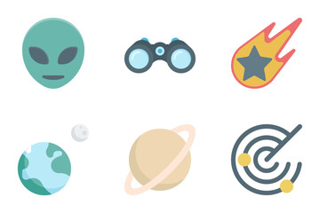 astronomy flat icon set bundle 01