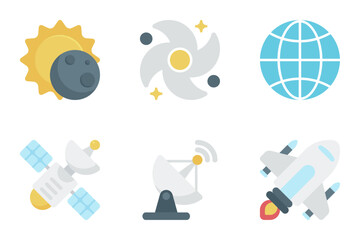 astronomy flat icon set bundle 02
