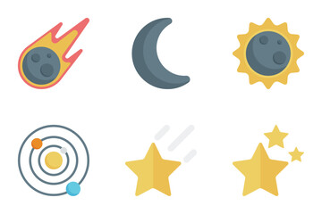 astronomy flat icon set bundle 03