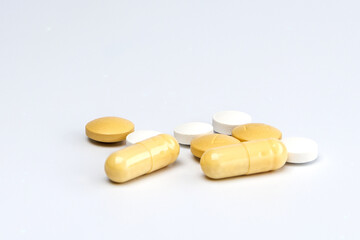 Pills isolated on a white background.