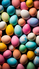 Fototapeta na wymiar Colorful background of easter eggs collection, easter celebration, Generative AI