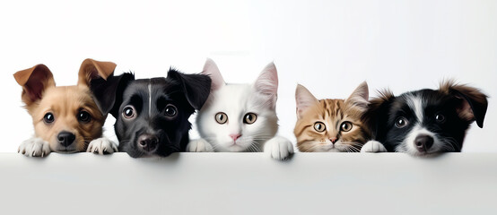 dogs and cats on white background, AI generated