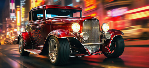 vintage muscle car, AI generated - obrazy, fototapety, plakaty