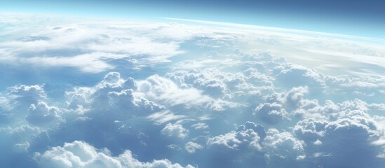 Bird's-eye perspective of rainclouds forming above earth - obrazy, fototapety, plakaty