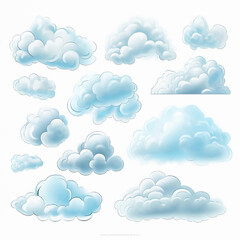 Fototapeta premium weather sky clouds white set blue cloudscape vector illustration collection abstract symbol air s