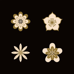 Flower icon set. Floral logo collection. Vector illustration.
