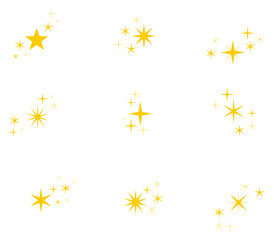 sparkling stars with yellow bright color. vector illustration isolated on white background.