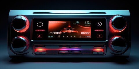 Car radio. Multimedia system display of modern car - obrazy, fototapety, plakaty