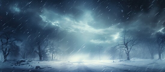 An imminent winter storm brings snowfall, freezing temperatures, and a blizzard alert. - obrazy, fototapety, plakaty