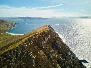 Irelands West on Achill Island. Drone shot of the coast and sea. © Christian