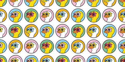 duck seamless pattern star sunglasses fancy rubber duck cartoon chicken bird doodle vector pet wrapping paper animal farm tile wallpaper repeat background illustration scarf isolated design