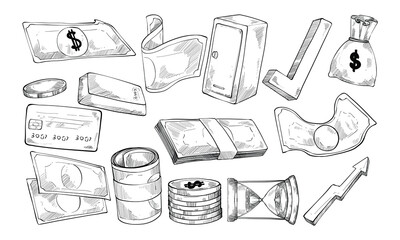 money handdrawn collection