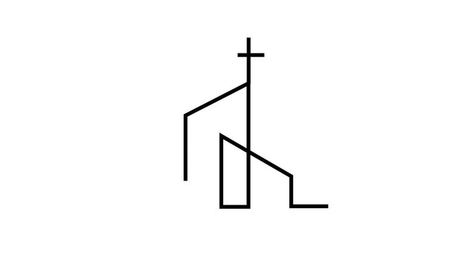 Church Line Animation logo icon design illustration
