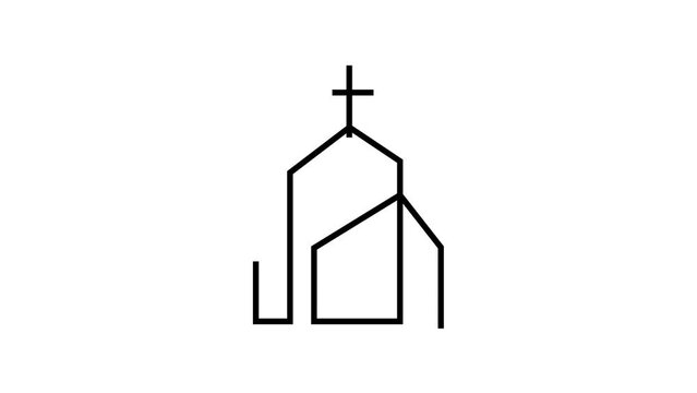 Church Line Animation logo icon design illustration
