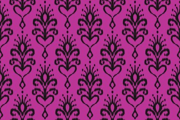Ikat velvet color abstract floral all over pattern. Illustration ikat modern color ethnic floral shape seamless pattern. Use for fabric, textile, home decoration elements, upholstery, wrapping, etc.