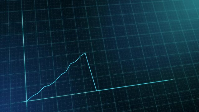 Digital line chart with growing business concept. Hi-tech style technology chart with a grid. Camera movement with depth of field. 4K resolution motion graphic animation.