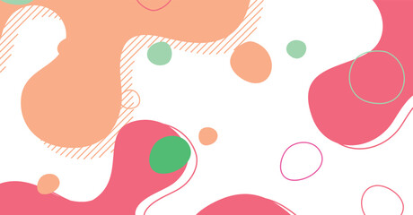 Abstract memphis style liquid wave with colorful background