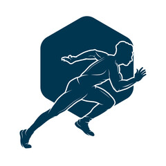 Running Man silhouette Logo, Marathon logo vector illustration icon template with a modern concept