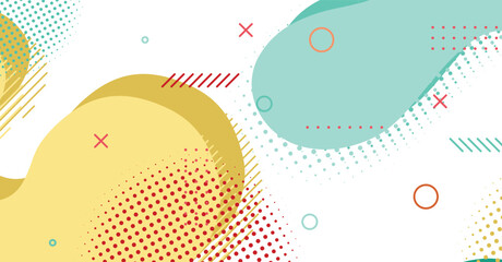 Abstract memphis style liquid wave with colorful background