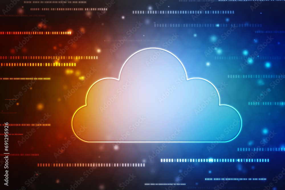 Poster cloud computing concept background, cyber security, future technology, digital data network connecti