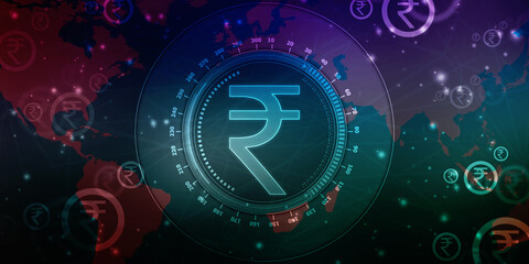 Indian Rupee symbol on financial Background, Growth of Indian stock market, Abstract finance background, Stock market Concept background