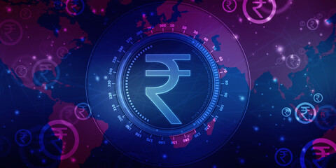 Indian Rupee symbol on financial Background, Growth of Indian stock market, Abstract finance background, Stock market Concept background