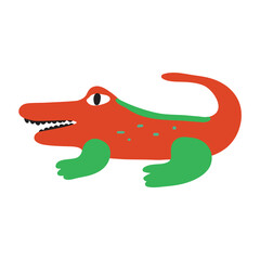 Crocodile. Funny animal. Vector hand drawn illustration on white background.
