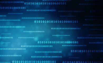 Binary Code Background, Digital Abstract technology background, flowing number one and zero text in binary code format in technology background. Internet Big data Concept
