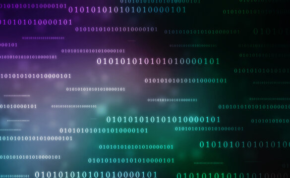 Binary Code Background, Digital Abstract technology background, flowing number one and zero text in binary code format in technology background. Internet Big data Concept
