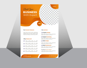 corporate business flyer design template with creative shapes.