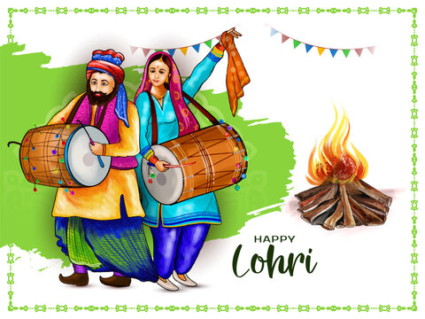 Elegant Happy Lohri cultural punjabi festival background design