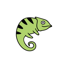 hand drawn cartoon cute animal chameleon