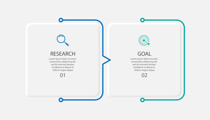 business infographic template 2 options or steps. thin line design with icons, text, number. used for process diagrams, workflow layouts, flowcharts, infographics, 
and your presentations