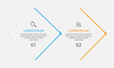 business infographic template 2 options or steps. thin line design with icons, text, number. used for process diagrams, workflow layouts, flowcharts, infographics, 
and your presentations