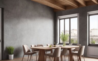A Transitional Dining Room in a Parisian Interior generative ai