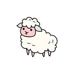 hand drawn cartoon cute animal sheep