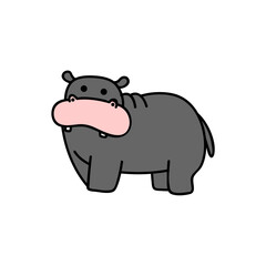 hand drawn cartoon cute animal hippopotamus