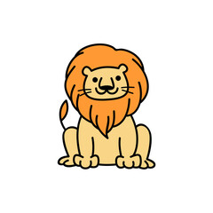 hand drawn cartoon cute animal lion