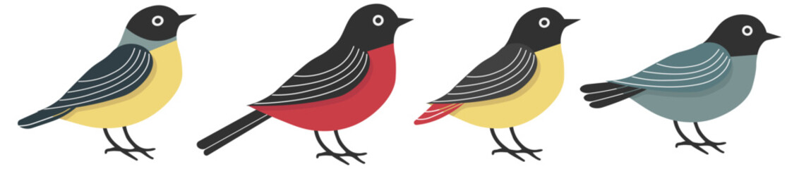 collection of hand-drawn birds without background