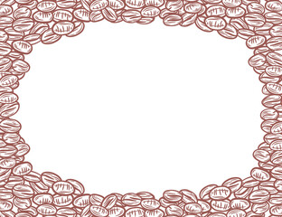coffee background. Coffee beans in frame, border. Coffee beans isolated on a white background. Coffee beans wallpaper. Coffee Beans Illustration for packaging. 