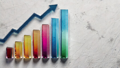 Business Graph Bar showing an upward trend ob white background