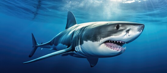 Naklejka premium Detailed image of a Great White Shark at close range.
