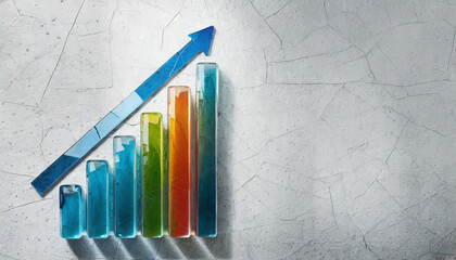 Business Graph Bar showing an upward trend ob white background