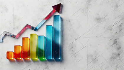 Business Graph Bar showing an upward trend ob white background