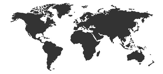 World map. Flat Earth worldmap with continent silhouettes