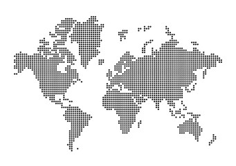 Fototapeta na wymiar World map made of black dots. Isolated on transparent background