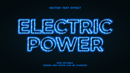 blue electric power editable text effect
