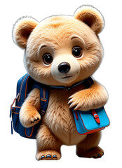Teddy bear carrying a bag to kindergarten, generative AI