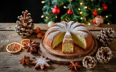 Obraz na płótnie Canvas Christmas Cake background, Christmas holiday