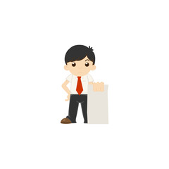 set of cute poses of office workers worker
